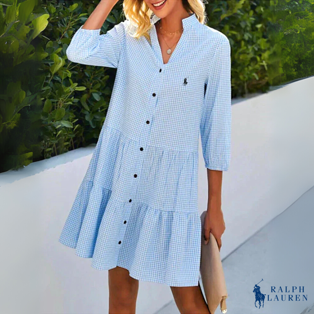 Sommerkleid mit Karomuster und V-Ausschnitt – Mühelose Leichtigkeit trifft zeitlose Eleganz