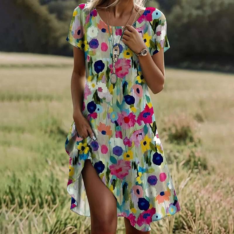 Buntes Blumenmuster Kleid