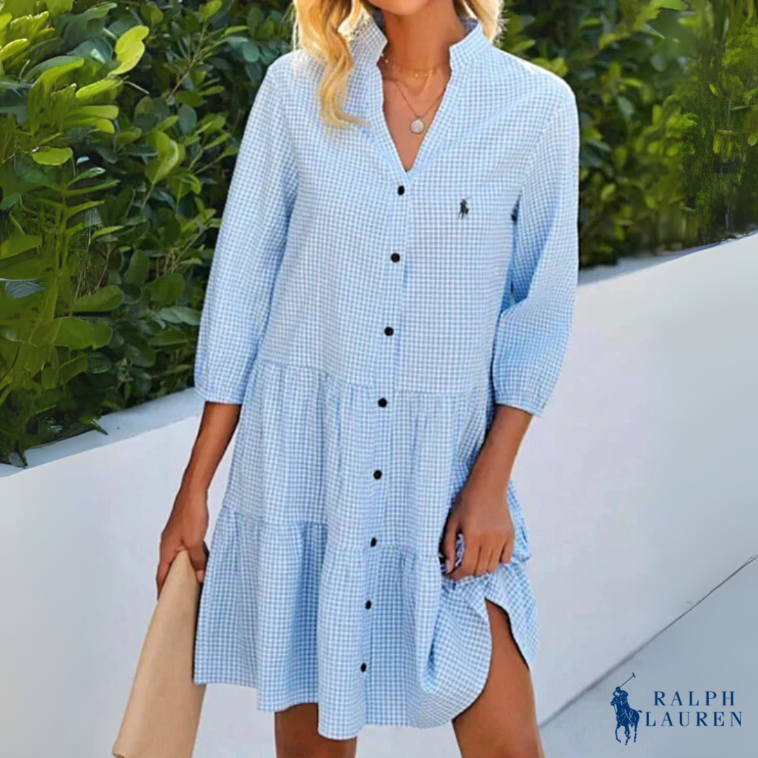 Sommerkleid mit Karomuster und V-Ausschnitt – Mühelose Leichtigkeit trifft zeitlose Eleganz